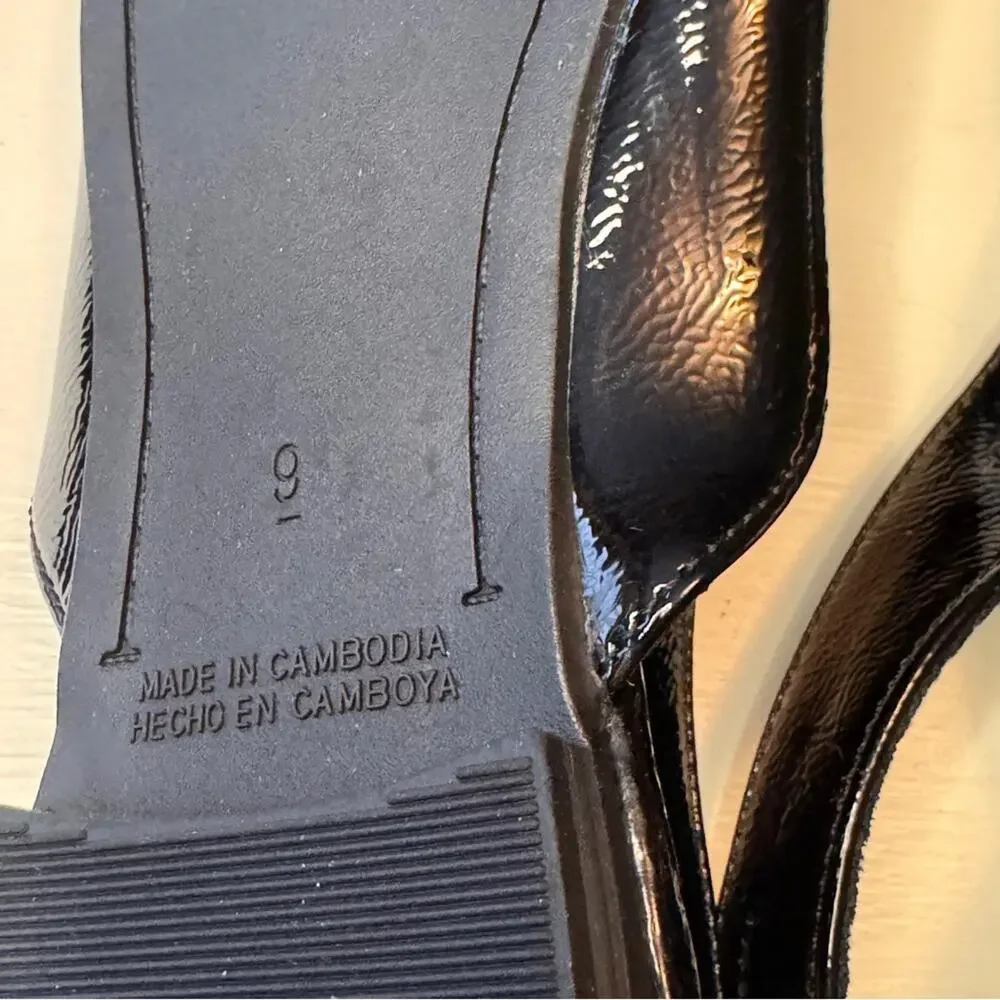 Old Navy Black  Ankle Buckle Slingback Pointed Toe Women's Shoes Sz 9 NWT